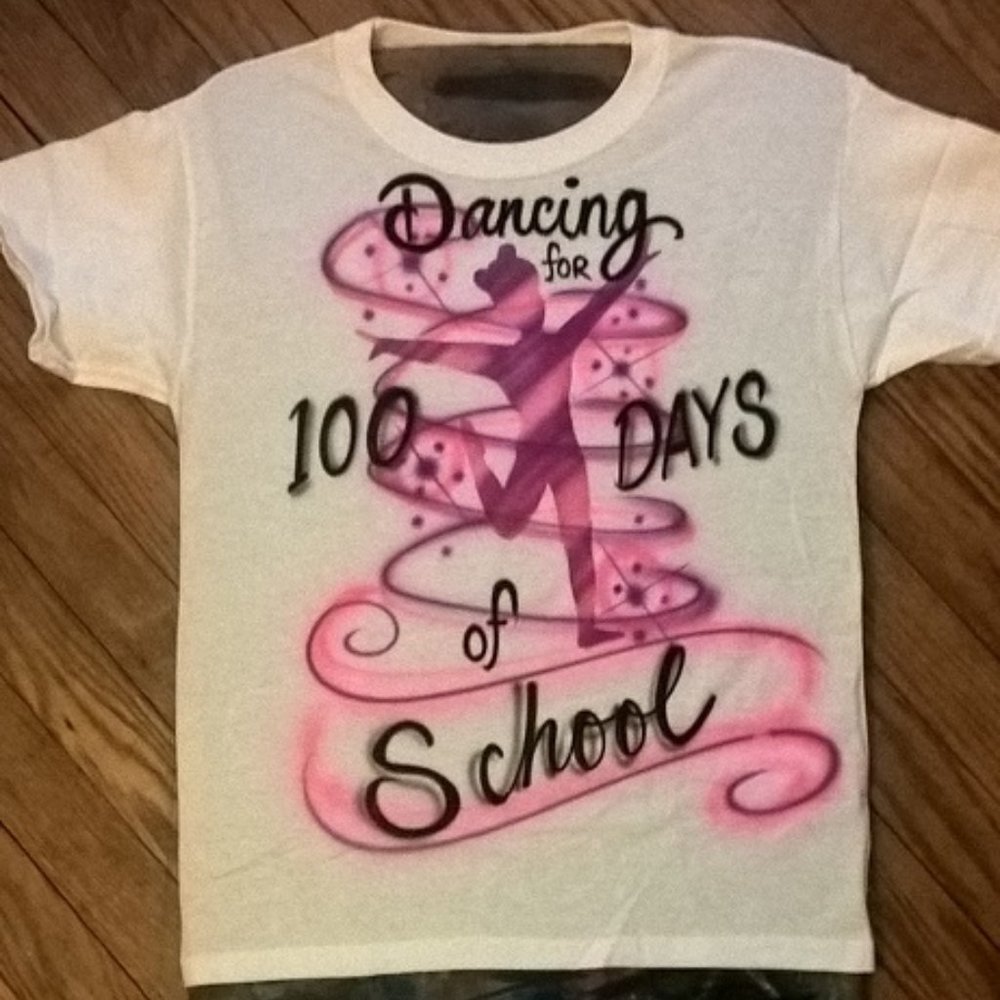 new airbrush 100th day of school dancing tshirt